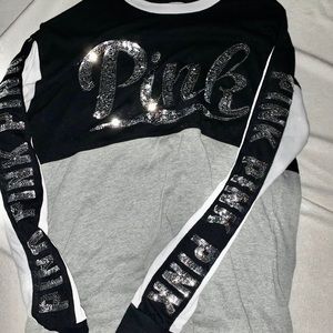 Victoria secret pink longsleeve gray and black top